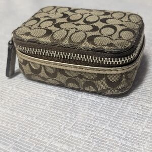 SOLD! Coach Signature Canvas Cosmetic Case in Brown and Tan